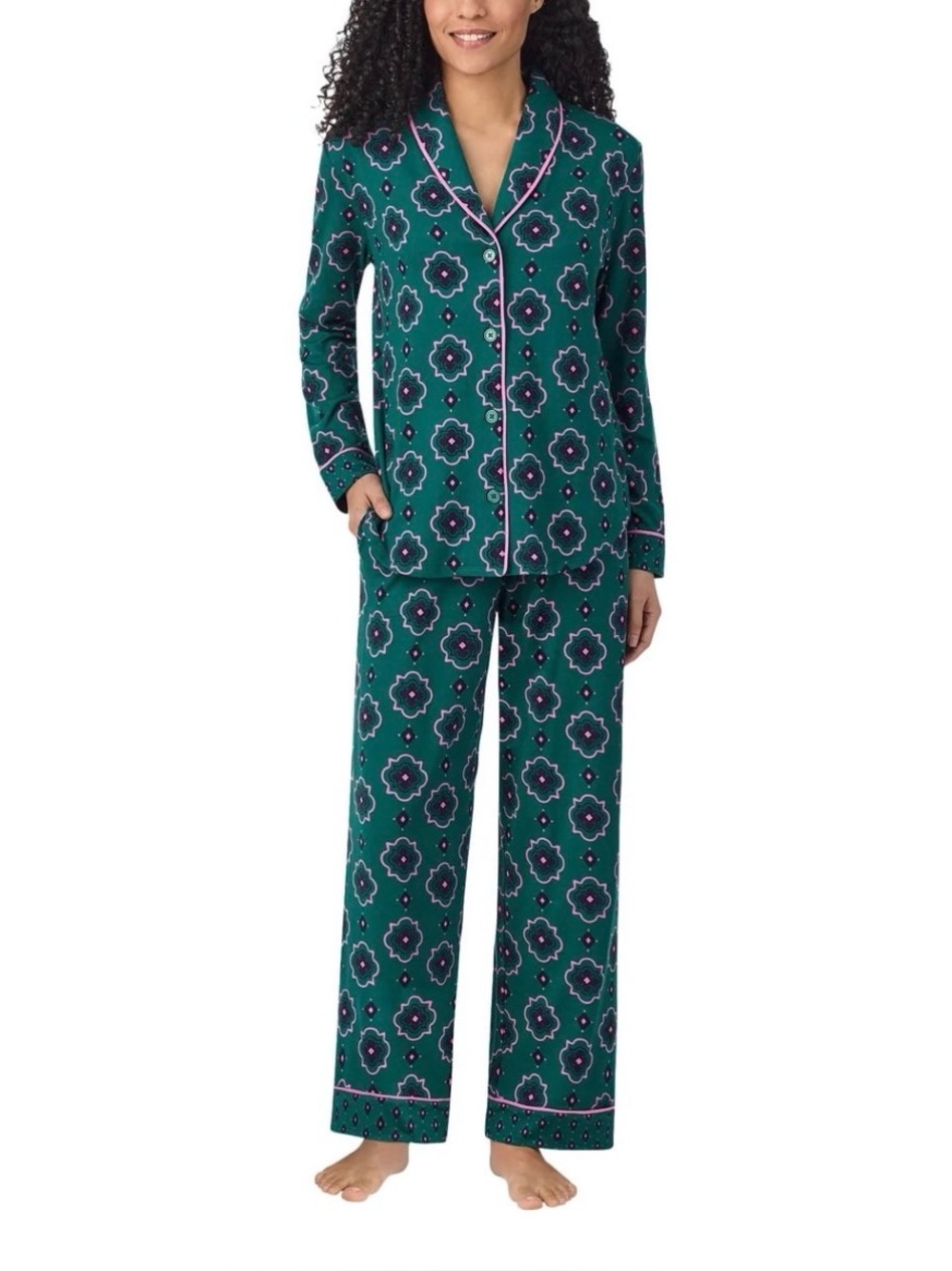 Room Service Green Floral Printed Pajama Set NWT $45